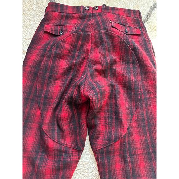 Vintage WOOLRICH Mackinaw Wool Hunting Pants Breech plaid Buffalo Oxblood USA - Picture 12 of 15